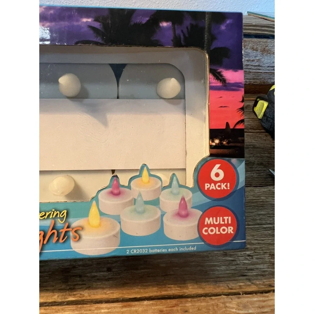 BANANA BOAT FLOATING LED FLICKERING TEA LIGHTS 6 Pack Multicolor